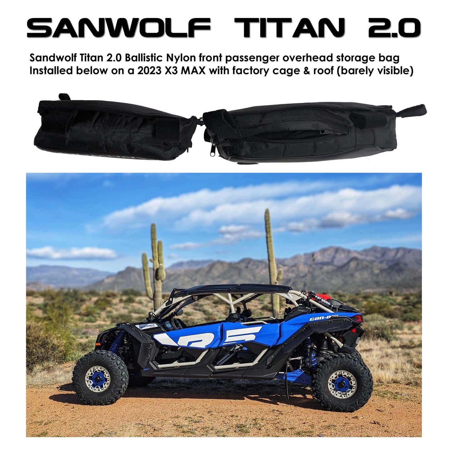 Titan 2.0 Ballistic Nylon Max Overhead Storage Bag for CanAm Maverick X3 MAX 4 Seater